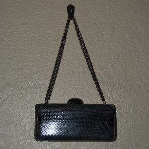 Inge Christopher Yelena Dark Gray Reptile Print Leather Shoulder Handbag